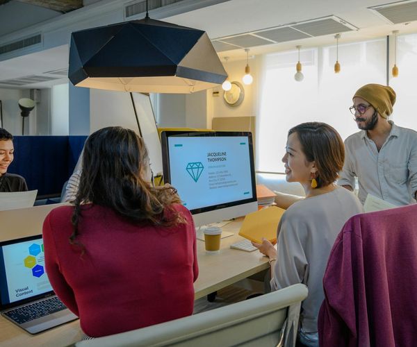 Innovative technology startup workspace environment